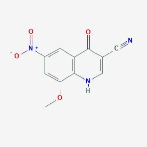 molecular formula C11H7N3O4 B8794126 3-Quinolinecarbonitrile, 4-hydroxy-8-methoxy-6-nitro- 