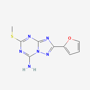 molecular formula C9H8N6OS B8794278 2-(Furan-2-yl)-5-(methylthio)-[1,2,4]triazolo[1,5-a][1,3,5]triazin-7-amine 