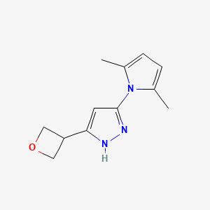 molecular formula C12H15N3O B8794959 3-(2,5-dimethyl-1H-pyrrol-1-yl)-5-(oxetan-3-yl)-1H-pyrazole 