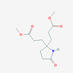 molecular formula C12H19NO5 B8795175 2,2-Pyrrolidinedipropanoic acid, 5-oxo-, dimethyl ester CAS No. 89317-31-7