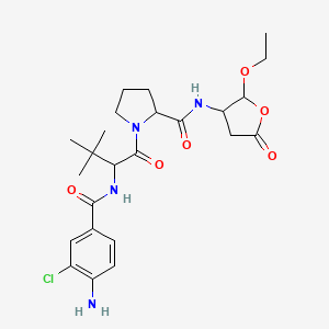 molecular formula C24H33ClN4O6 B8795227 L-Prolinamide, N-(4-amino-3-chlorobenzoyl)-3-methylvalyl-N-(2-ethoxytetrahydro-5-oxo-3-furanyl)- 