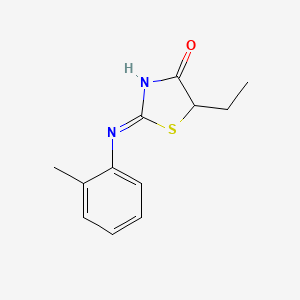 molecular formula C12H14N2OS B8795492 2-(o-toluidino)-5-ethylthiazol-4(5H)-one 