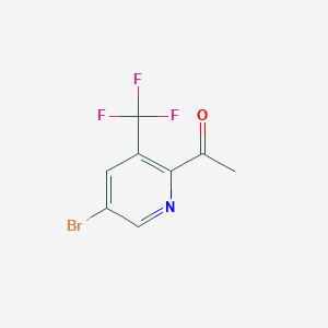 molecular formula C8H5BrF3NO B8795522 1-(5-Bromo-3-(trifluoromethyl)pyridin-2-yl)ethanone 