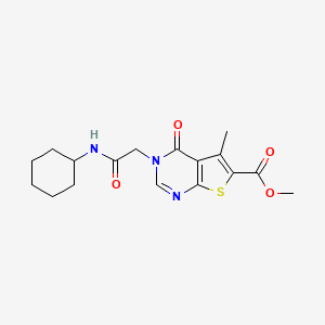 molecular formula C17H21N3O4S B8795929 Methyl 3-(2-(cyclohexylamino)-2-oxoethyl)-5-methyl-4-oxo-3,4-dihydrothieno[2,3-d]pyrimidine-6-carboxylate 