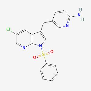 molecular formula C19H15ClN4O2S B8795951 2-Pyridinamine, 5-[[5-chloro-1-(phenylsulfonyl)-1H-pyrrolo[2,3-b]pyridin-3-yl]methyl]- 