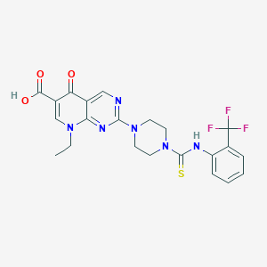 molecular formula C22H21F3N6O3S B8796070 8-Ethyl-5-oxo-2-[4-[[2-(trifluoromethyl)phenyl]carbamothioyl]piperazin-1-yl]pyrido[2,3-d]pyrimidine-6-carboxylic acid 