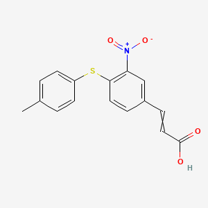molecular formula C16H13NO4S B8796212 3-{4-[(4-Methylphenyl)sulfanyl]-3-nitrophenyl}prop-2-enoic acid 