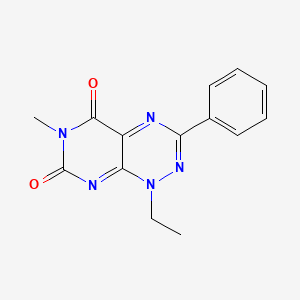 molecular formula C14H13N5O2 B8796256 1-Ethyl-6-methyl-3-phenyl-1H-pyrimido[5,4-e][1,2,4]triazine-5,7-dione 