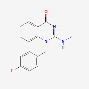 molecular formula C16H14FN3O B8796665 1-(4-Fluorobenzyl)-2-(methylamino)quinazolin-4(1H)-one 
