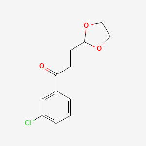 molecular formula C12H13ClO3 B8797044 1-(3-Chlorophenyl)-3-(1,3-dioxolan-2-yl)propan-1-one 