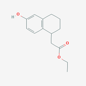 molecular formula C14H18O3 B8797049 Ethyl 2-(6-hydroxy-1,2,3,4-tetrahydronaphthalen-1-yl)acetate 