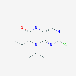 molecular formula C12H17ClN4O B8797174 (7R)-2-chloro-7-ethyl-5-methyl-8-(propan-2-yl)-5,6,7,8-tetrahydropteridin-6-one 