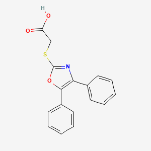 molecular formula C17H13NO3S B8797383 4,5-Diphenyl-2-oxazolylmercaptoacetic acid 
