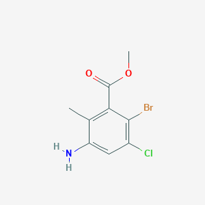 molecular formula C9H9BrClNO2 B8797498 Methyl 3-amino-6-bromo-5-chloro-2-methylbenzoate 