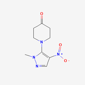 molecular formula C9H12N4O3 B8797509 1-(1-Methyl-4-nitro-1H-pyrazol-5-YL)piperidin-4-one 