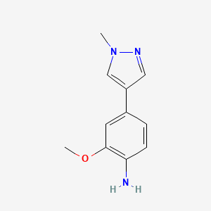 molecular formula C11H13N3O B8797531 2-Methoxy-4-(1-methyl-1H-pyrazol-4-yl)aniline 