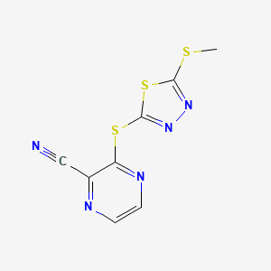 molecular formula C8H5N5S3 B8797936 3-(5-(Methylthio)-1,3,4-thiadiazol-2-ylthio)pyrazine-2-carbonitrile CAS No. 797802-52-9
