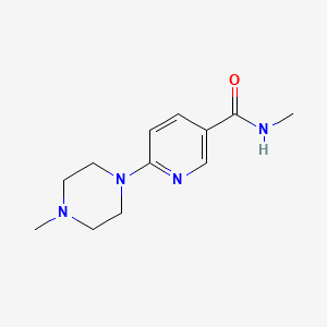 molecular formula C12H18N4O B8798575 3-Pyridinecarboxamide, N-methyl-6-(4-methyl-1-piperazinyl)- CAS No. 54864-91-4