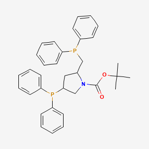 molecular formula C34H37NO2P2 B8799181 Tert-butyl 4-diphenylphosphanyl-2-(diphenylphosphanylmethyl)pyrrolidine-1-carboxylate 