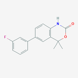 molecular formula C16H14FNO2 B8799531 6-(3-Fluorophenyl)-4,4-dimethyl-1H-benzo[D][1,3]oxazin-2(4H)-one CAS No. 304854-26-0