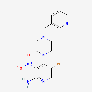molecular formula C15H17BrN6O2 B8799823 5-Bromo-3-nitro-4-(4-(pyridin-3-ylmethyl)piperazin-1-yl)pyridin-2-amine 