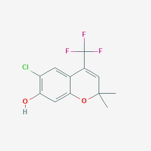 molecular formula C12H10ClF3O2 B8800575 6-Chloro-2,2-dimethyl-4-(trifluoromethyl)-2H-chromen-7-ol CAS No. 653563-77-0