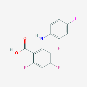molecular formula C13H7F3INO2 B8801347 2,4-Difluoro-6-((2-fluoro-4-iodophenyl)amino)benzoic acid 