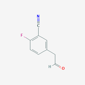 molecular formula C9H6FNO B8801354 2-Fluoro-5-(2-oxoethyl)benzonitrile 