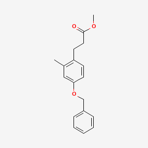 molecular formula C18H20O3 B8801434 Benzenepropanoic acid, 2-methyl-4-(phenylmethoxy)-, methyl ester 