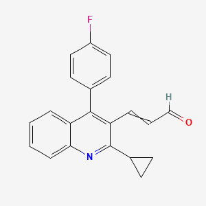 molecular formula C21H16FNO B8802088 3-[2-Cyclopropyl-4-(4-fluorophenyl)-3-quinolyl]prop-2-enal 