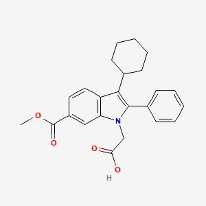 molecular formula C24H25NO4 B8802101 2-(3-Cyclohexyl-6-(methoxycarbonyl)-2-phenyl-1H-indol-1-yl)acetic acid 