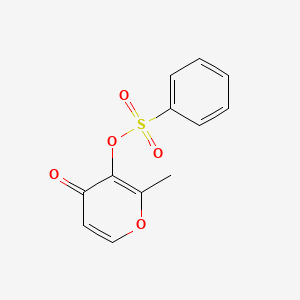 molecular formula C12H10O5S B8802967 2-methyl-4-oxo-4H-pyran-3-yl benzenesulfonate 