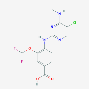 molecular formula C13H11ClF2N4O3 B8803442 4-((5-Chloro-4-(methylamino)pyrimidin-2-yl)amino)-3-(difluoromethoxy)benzoic acid 