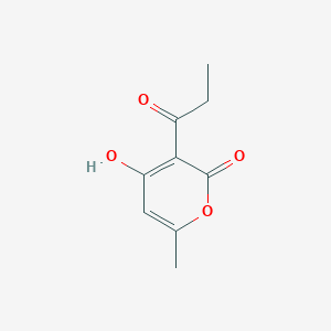 molecular formula C9H10O4 B8803558 4-Hydroxy-6-methyl-3-propionyl-2H-pyran-2-one CAS No. 22073-84-3