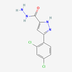 molecular formula C10H8Cl2N4O B8803559 3-(2,4-dichlorophenyl)-1H-pyrazole-5-carbohydrazide 