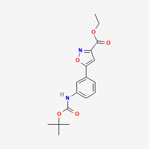 molecular formula C17H20N2O5 B8803576 Ethyl 5-(3-((tert-butoxycarbonyl)amino)phenyl)isoxazole-3-carboxylate 