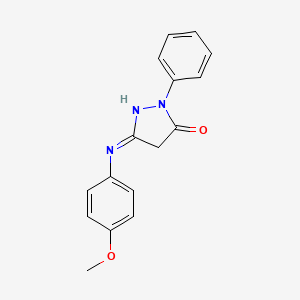 molecular formula C16H15N3O2 B8803583 5-[(4-methoxyphenyl)amino]-2-phenyl-2,4-dihydro-3H-pyrazol-3-one CAS No. 7186-67-6