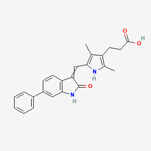 molecular formula C24H22N2O3 B8803621 3-{2,4-Dimethyl-5-[(2-oxo-6-phenyl-1,2-dihydro-3H-indol-3-ylidene)methyl]-1H-pyrrol-3-yl}propanoic acid 
