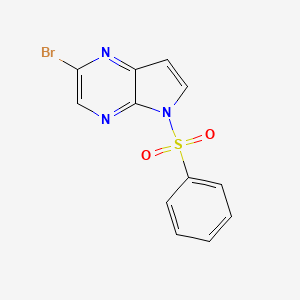 molecular formula C12H8BrN3O2S B8803814 2-Bromo-5-(phenylsulfonyl)-5H-pyrrolo[2,3-b]pyrazine CAS No. 1528757-89-2