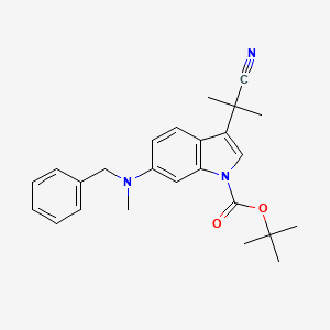 molecular formula C25H29N3O2 B8803909 1H-Indole-1-carboxylic acid, 3-(1-cyano-1-methylethyl)-6-[methyl(phenylmethyl)amino]-, 1,1-dimethylethyl ester 