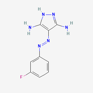 molecular formula C9H9FN6 B8803981 4-[(3-Fluorophenyl)hydrazinylidene]pyrazole-3,5-diamine 