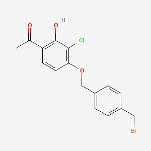 molecular formula C16H14BrClO3 B8804254 1-(4-((4-(Bromomethyl)benzyl)oxy)-3-chloro-2-hydroxyphenyl)ethanone 