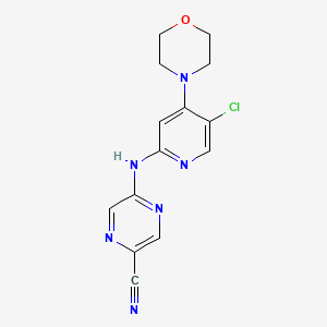 molecular formula C14H13ClN6O B8804287 5-((5-Chloro-4-morpholinopyridin-2-yl)amino)pyrazine-2-carbonitrile 