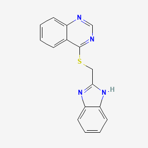 molecular formula C16H12N4S B8804554 4-[(1H-benzimidazol-2-ylmethyl)thio]quinazoline 