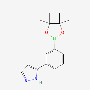 molecular formula C15H19BN2O2 B8804585 5-(3-(4,4,5,5-tetramethyl-1,3,2-dioxaborolan-2-yl)phenyl)-1H-pyrazole 