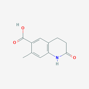 molecular formula C11H11NO3 B8805031 7-Methyl-2-oxo-1,2,3,4-tetrahydroquinoline-6-carboxylic acid CAS No. 117030-59-8