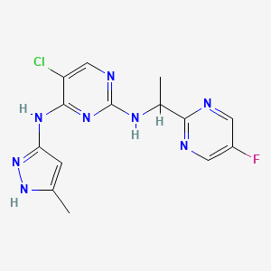 molecular formula C14H14ClFN8 B8805467 5-chloro-N2-[1-(5-fluoro-2-pyrimidinyl)ethyl]-N4-(5-methyl-1H-pyrazol-3-yl)pyrimidine-2,4-diamine 