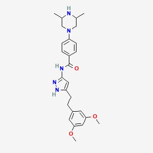 molecular formula C26H33N5O3 B8805471 N-[5-[2-(3,5-Dimethoxyphenyl)ethyl]-2H-pyrazol-3-yl]-4-(3,5-dimethylpiperazin-1-yl)benzamide 