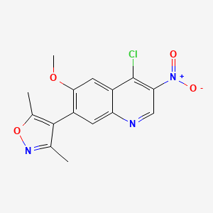 molecular formula C15H12ClN3O4 B8806243 4-(4-Chloro-6-methoxy-3-nitroquinolin-7-yl)-3,5-dimethylisoxazole 