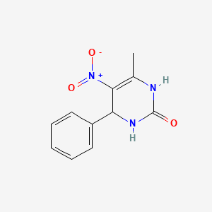 molecular formula C11H11N3O3 B8806325 6-Methyl-5-nitro-4-phenyl-3,4-dihydro-1H-pyrimidin-2-one CAS No. 134777-63-2